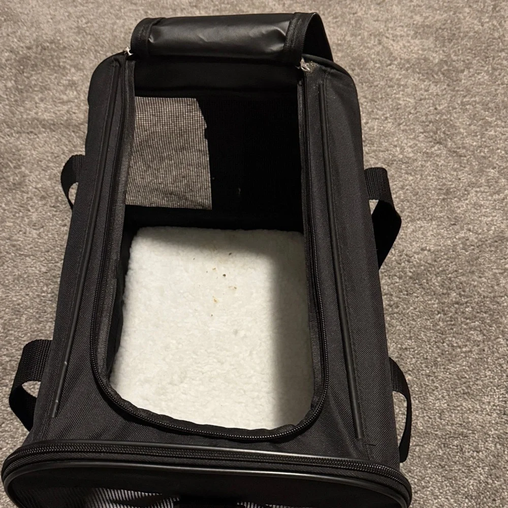 Compact Black Small Pet Carrier with Multiple Carry Handles